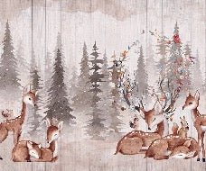 Papier peint chambre enfant douces biches