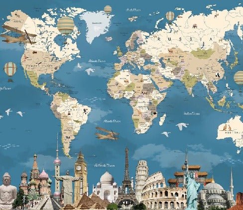 Papier peint carte monde Monument World
