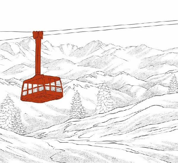 Papier peint La Plagne télécabine rouge