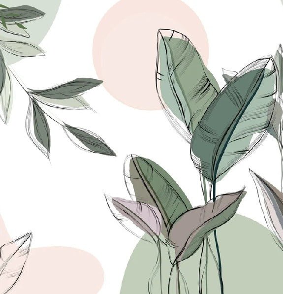 Papier peint panoramique végétal graphique vert