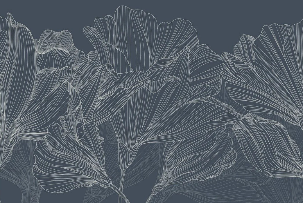 Papier peint panoramique valse des fleurs bleu
