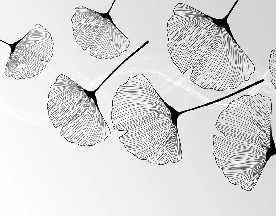 Papier peint panoramique tendance ginkgo noir