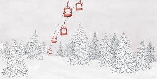 Papier peint montagne télécabine rouge, XXL, tendance