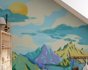 Papier peint enfant montagnes colorées, XXL, tendance