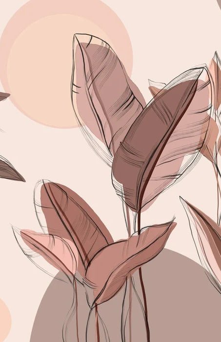 Papier peint panoramique végétal graphique, XXL, tendance