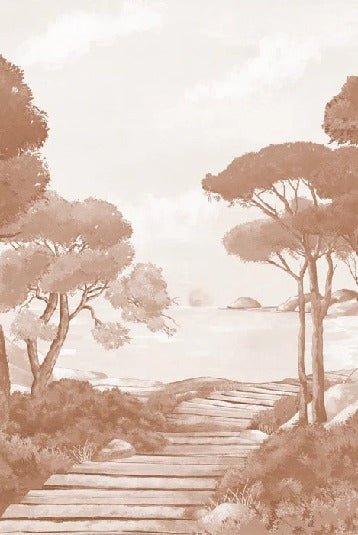 Papier peint balade dans les calanques terracotta