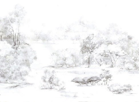 Papier peint forêt de pin aquarelle