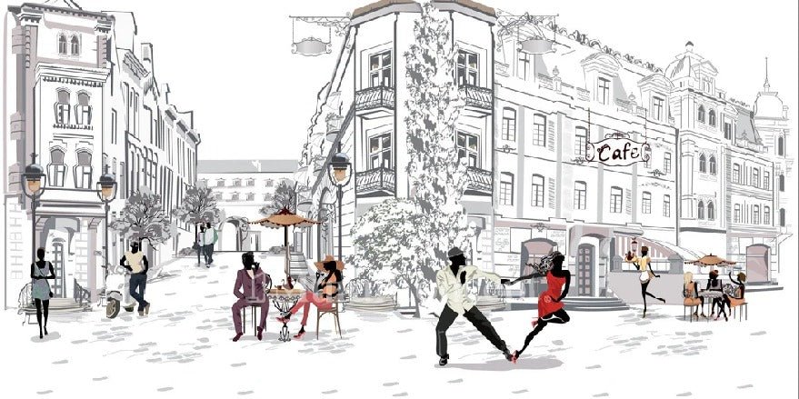 Papier peint restaurant balade parisienne