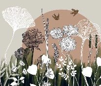 Papier peint panoramique illustration florale