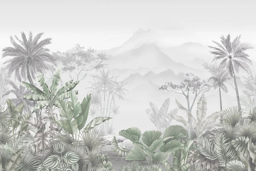 Papier peint tendance tropical vert