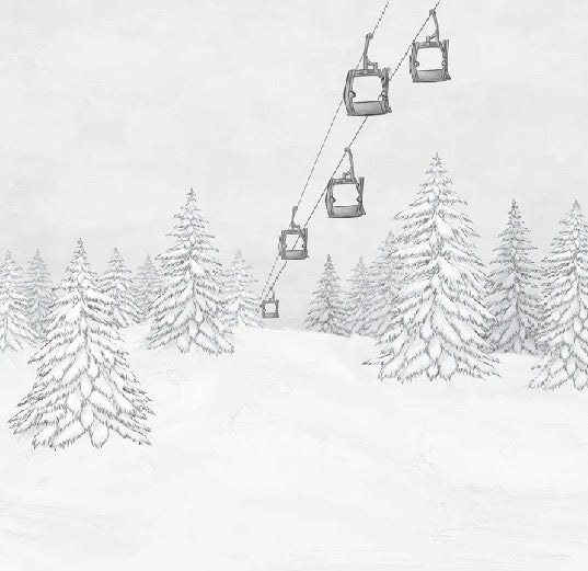 Papier peint montagne télécabine noir & blanc