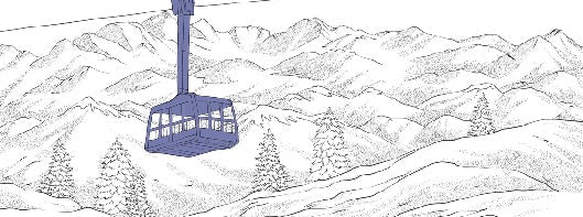 Papier peint La Plagne télécabine bleu, XXL, tendance