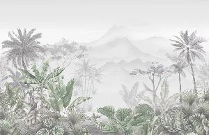 Papier peint tendance tropical vert