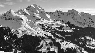 Papier peint montagne noir et blanc les Aravis