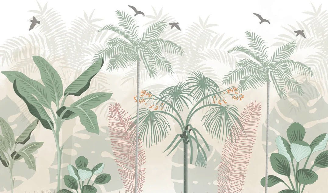 Papier peint panoramique jungle pastel