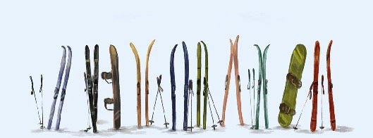 Papier peint skis colorés bleu, XXL, tendance