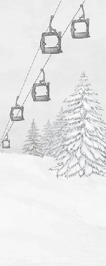 Papier peint montagne télécabine noir & blanc, XXL, tendance