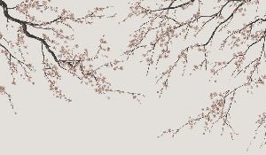 Papier peint panoramique Sakura beige, XXL, tendance