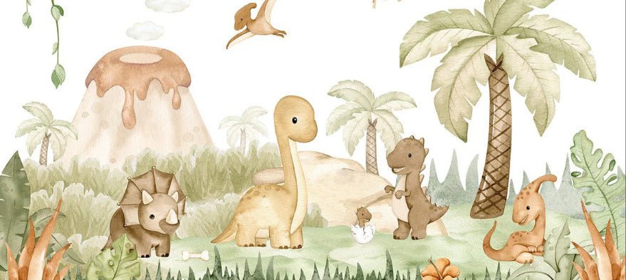 Papier peint bébés dinosaures au parc