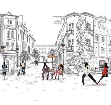 Papier peint panoramique balade parisienne