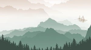 Papier peint montagne dans brume terracotta
