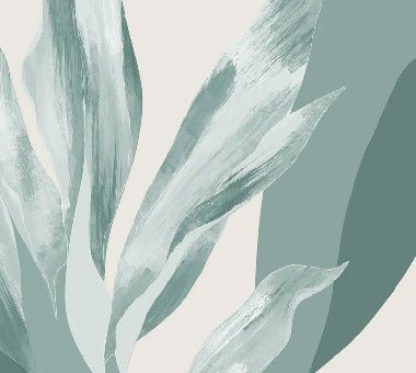 Papier peint panoramique étoffe florale vert d'eau, XXL, tendance