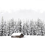 Papier peint panoramique chalet en montagne