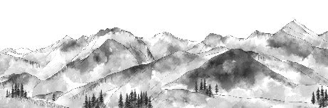 Papier peint montagne chaine des Aravis noir et blanc, mural concept, tendance