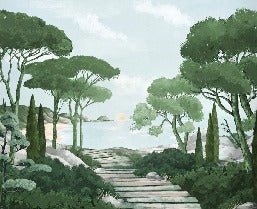 Papier peint balade dans les calanques vert, XXL, tendance