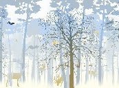 Papier peint nature forêt bleu & fraîcheur de l'aube