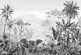 Papier peint tendance tropical noir et blanc