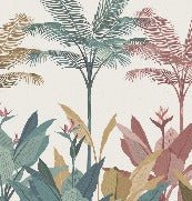 Papier peint panoramique jungle colorée