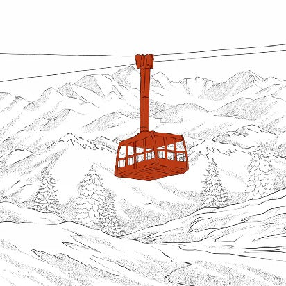 Papier peint La Plagne télécabine rouge