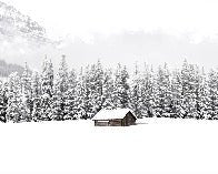 Papier peint panoramique chalet en montagne