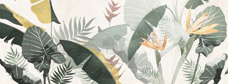 Papier peint sur mesure végétal vert jaune, XXL, tendance