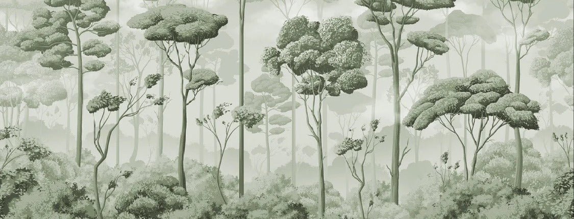 Papier peint panoramique pinède volupté vert