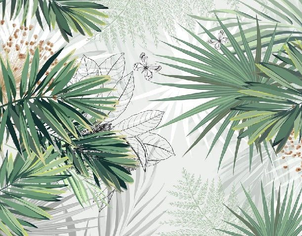 Papier peint panoramique nature green palm, XXL, tendance