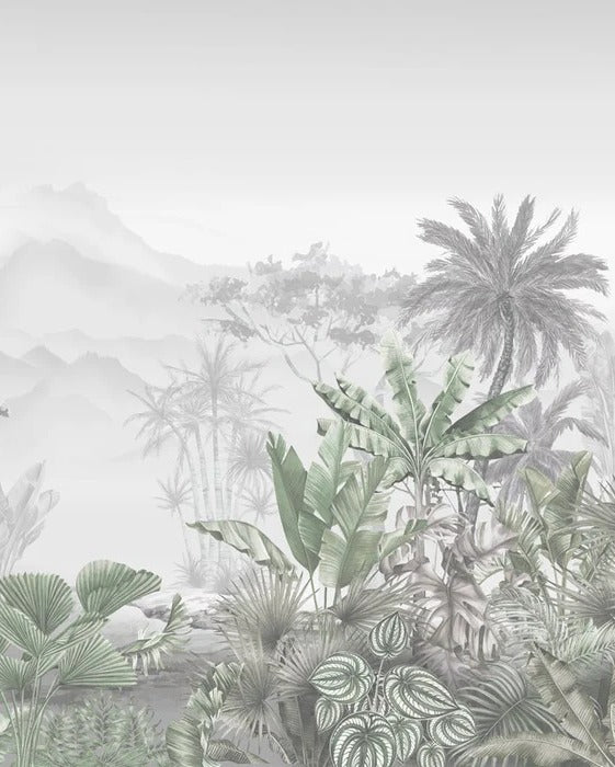 Papier peint tendance tropical vert