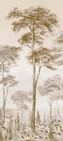 Papier peint nature pinède sépia