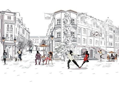 Papier peint panoramique balade parisienne