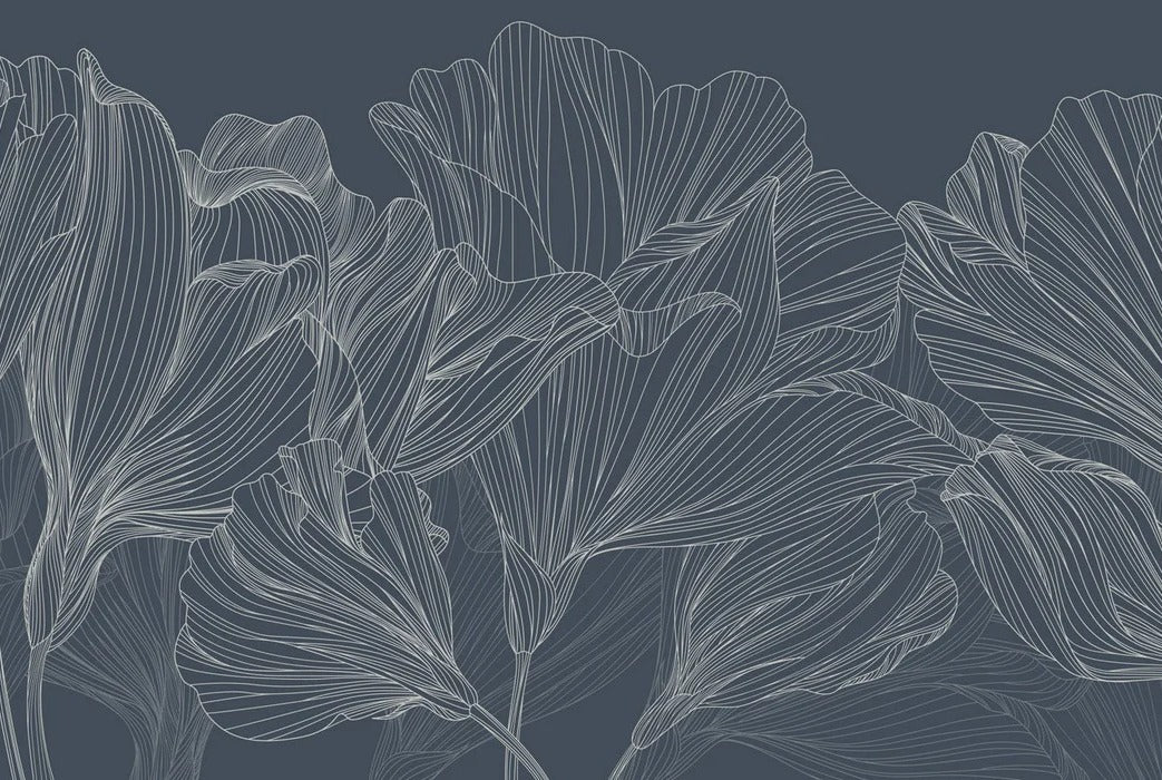 Papier peint panoramique valse des fleurs bleu