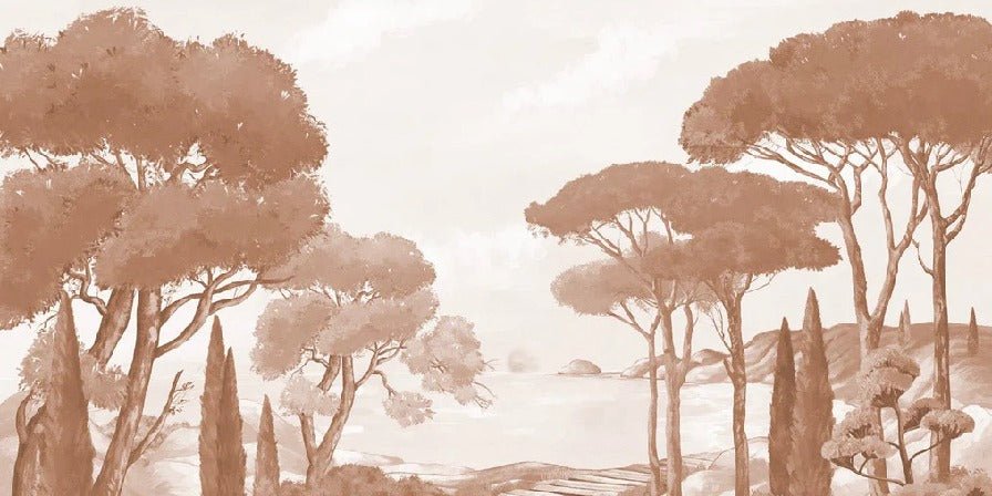 Papier peint balade dans les calanques terracotta
