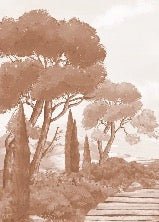 Papier peint balade dans les calanques terracotta
