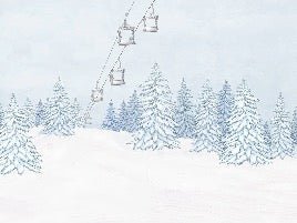 Papier peint montagnes télécabine bleu