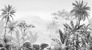 Papier peint tendance tropical noir et blanc