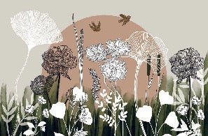 Papier peint panoramique illustration florale
