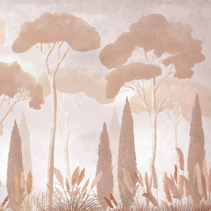 Papier peint sépia cyprès pins, XXL, tendance