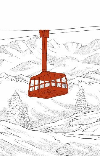 Papier peint La Plagne télécabine rouge