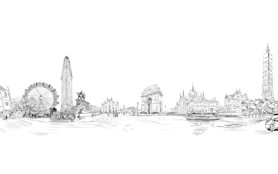 Papier peint noir et blanc monument du monde