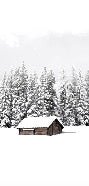 Papier peint panoramique chalet en montagne